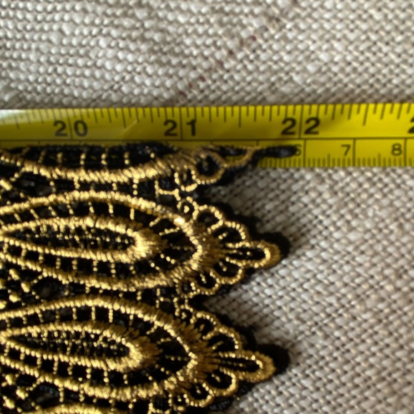 Tiana B. Vintage Black Gold Lace Stretch Holiday Party Festive Top- USA- Sz-L - Picture 13 of 13